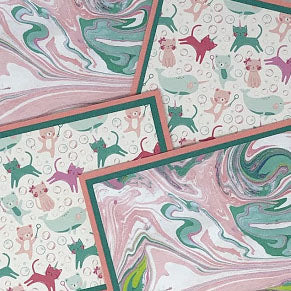Caticorn & Co: Blank Notecard Set of 4 Cards, 2 Each of 2 Different Designs with Matching Embellished Envelopes