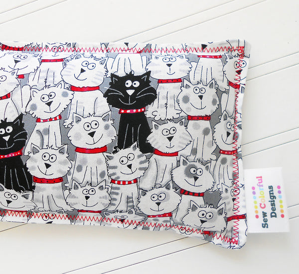Black Cat: Flax Seed Hot / Cold Pack | Microwavable Heating Pad and Ice Pack - Sew Colorful Designs