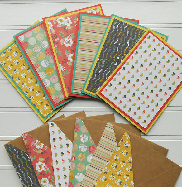 Blank Notecard Set 6 Different All Occasion Cards Sew Colorful Designs