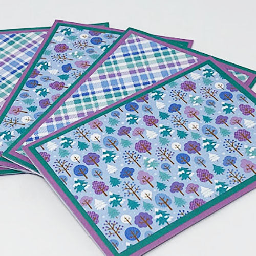 Frosted Forest: Blank Notecard Set of 4 Cards, 2 Each in 2 Different Designs with Matching Embellished Envelopes