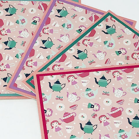 Little Girls: Blank Notecard Set of 4 Cards, 2 Each of 2 Different Designs with Matching Embellished Envelopes