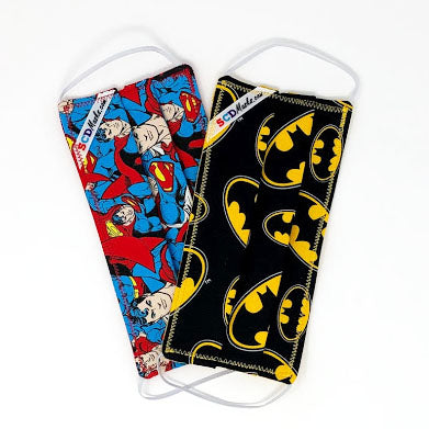Kids Assorted Print Washable and Reusable Handmade Cloth Face Masks: Superhero Collection