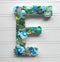 Handmade Artful Freestanding Designer Letter - AQUA & LIME GREEN - Sew Colorful Designs