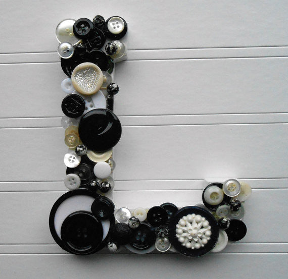 Handmade Artful Freestanding Designer Letter - BLACK & WHITE - Sew Colorful Designs