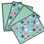 Bow Wow: Blank Notecard Set of 4 Cards, 2 Each of 2 Different Designs with Matching Embellished Envelopes