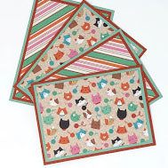 Meow: Blank Notecard Set, 4 Cards in 2 Different Designs with Matching Embellished Envelopes