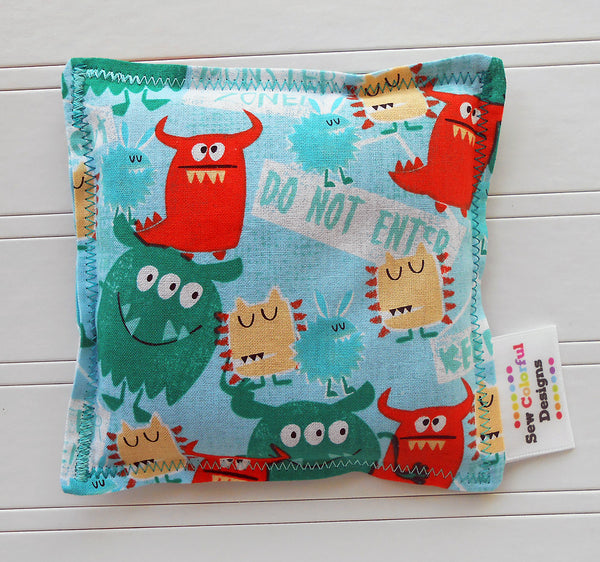 Monster Zone: Flax Seed Hot/Cold Pack | Microwavable Heating Pad and Ice Pack - Sew Colorful Designs