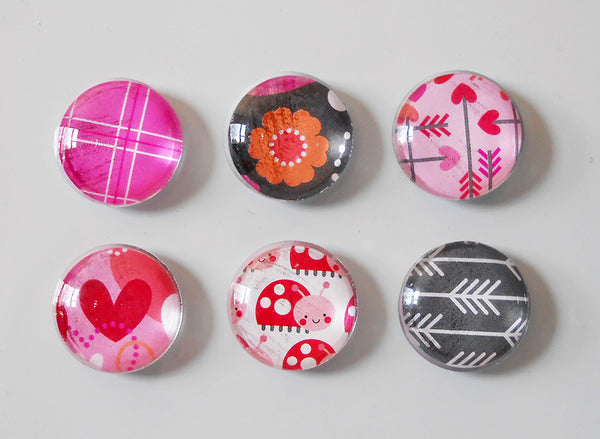 Sweetheart: Set of 6 Color Pop Dots Magnets - Sew Colorful Designs