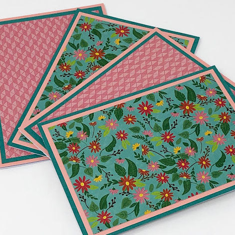 Desert Garden: Blank Notecard Set of 4 Cards, 2 Each of 2 Different Designs with Matching Embellished Envelopes