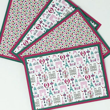 Sweet Paris: Blank Notecard Set of 4 Cards, 2 Each of 2 Different Designs with Matching Embellished Envelopes