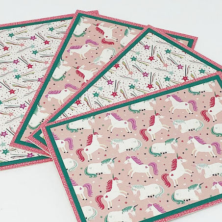 Unicorn Magic: Blank Notecard Set of 4 Cards, 2 Each of 2 Different Designs with Matching Embellished Envelopes