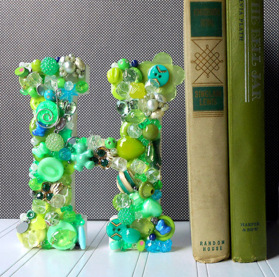 Handmade Artful Freestanding Designer Letter - Green - Sew Colorful Designs
