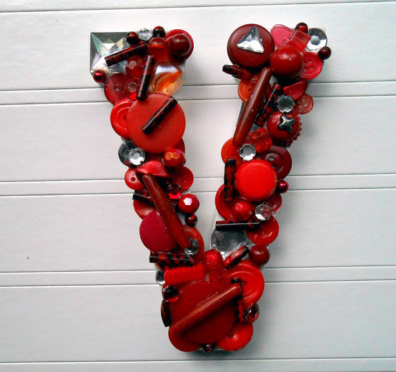 Handmade Artful Freestanding Designer Letter - Red - Sew Colorful Designs