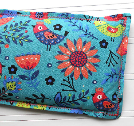 Folk Art Birds: Flax Seed Hot/Cold Pack | Microwavable Heating Pad and Ice Pack - Sew Colorful Designs