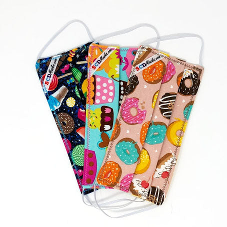 Kids Assorted Print Washable and Reusable Handmade Cloth Face Masks: Sweet Treat Collection